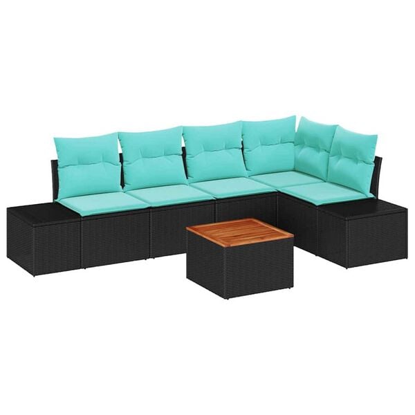 vidaXL Garden Sofa Set 6 pcs Black and turquoise