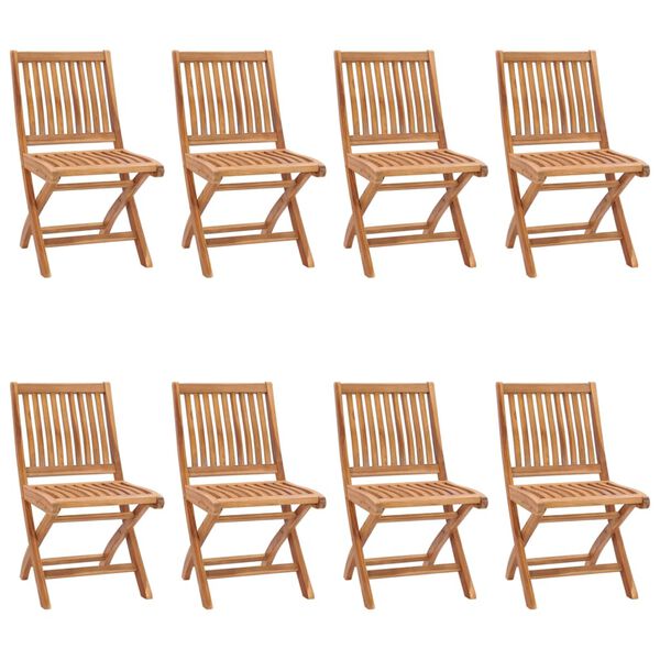 vidaXL Folding Garden Chairs with Cushions 8 pcs Solid Teak Wood