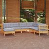 vidaXL 7 Piece Garden Lounge Set with Grey Cushions Solid Pinewood