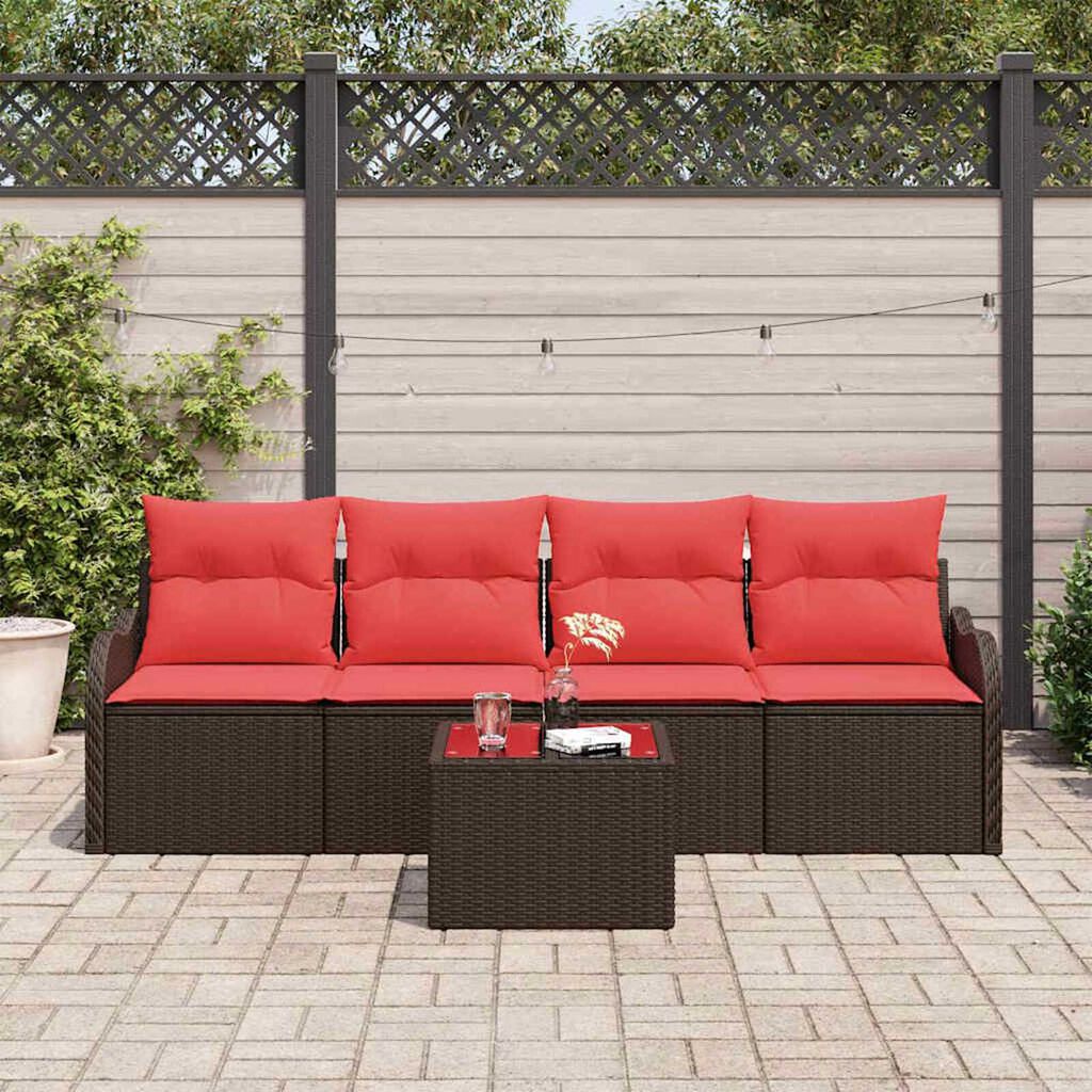 vidaXL Garden Sofa Set 5 pcs Brown Poly rattan