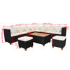 vidaXL 7 Piece Garden Lounge Set with Cushions Poly Rattan Black