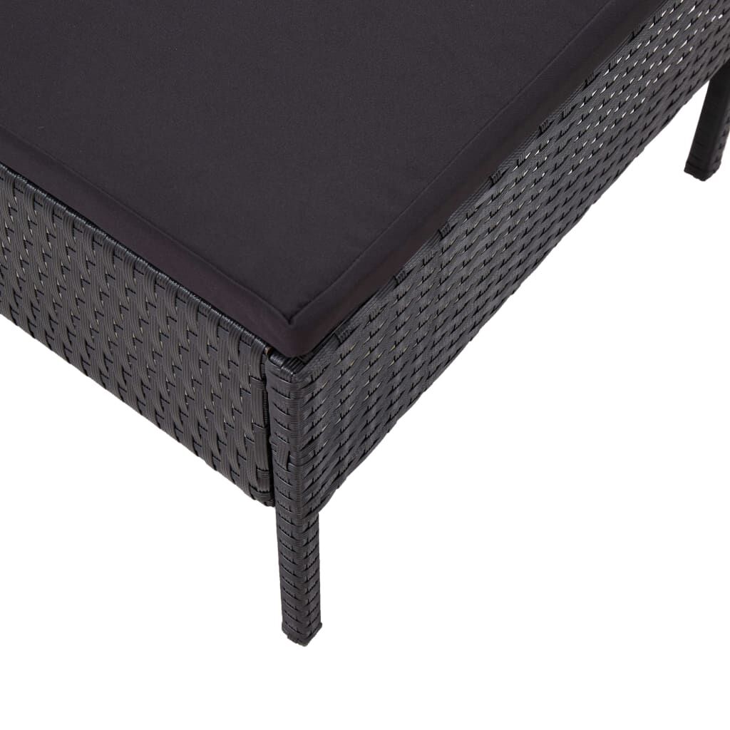 vidaXL 6 Piece Garden Lounge Set with Cushions Poly Rattan Black
