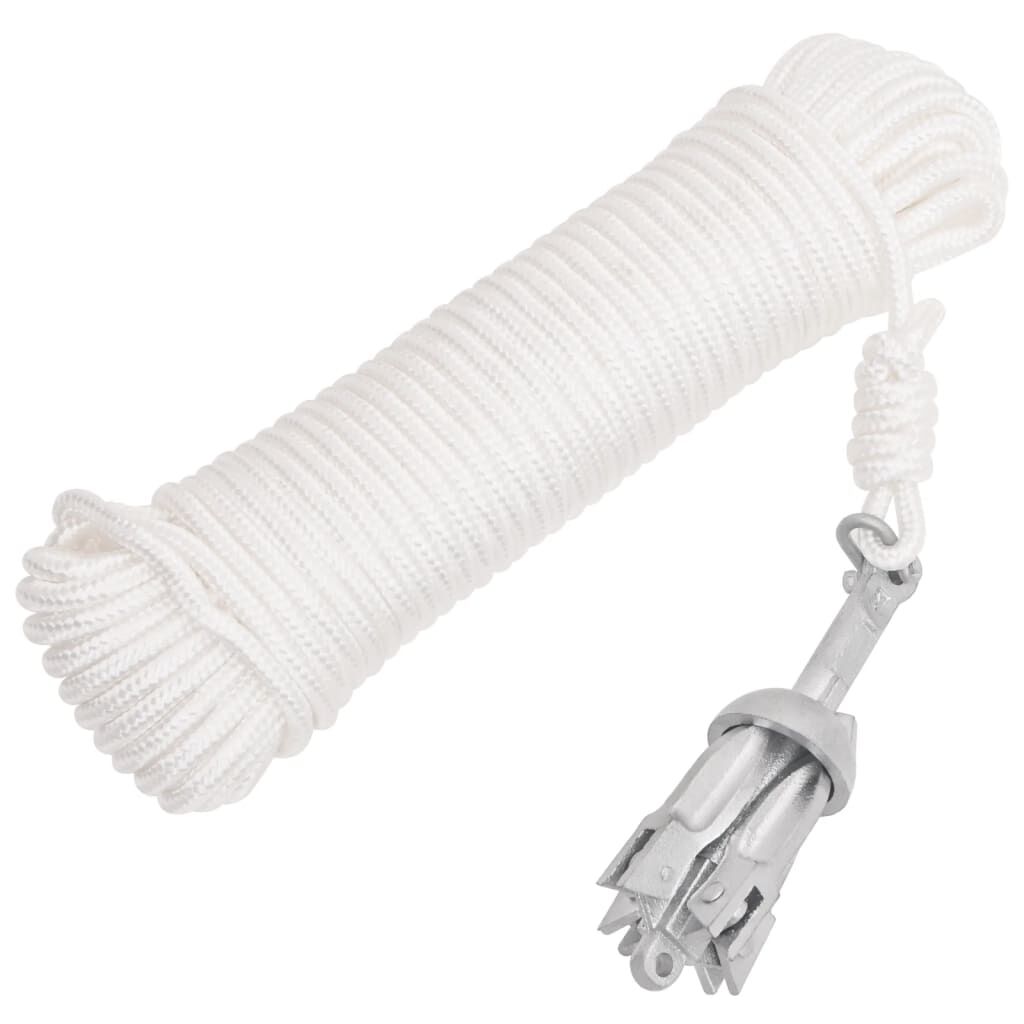 vidaXL Folding Anchor with Rope Silver 0.7 kg Hot Dip Galvanized Cast Iron