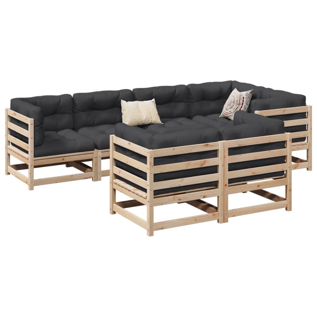 vidaXL 7 Piece Garden Sofa Set with Cushions Solid Wood Pine
