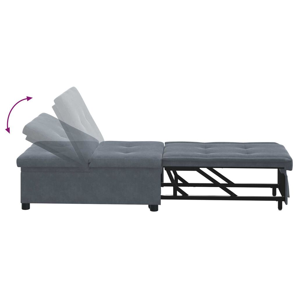 vidaXL Sofa Bed 3-in-1 Pull-Out Design Dark Grey Velvet