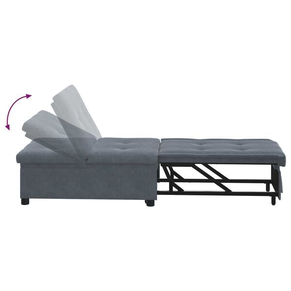 vidaXL Sofa Bed 3-in-1 Pull-Out Design Dark Grey Velvet