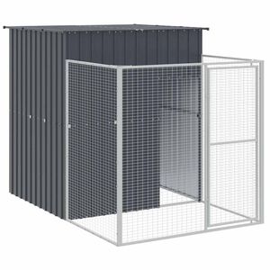 vidaXL Dog House with Run Anthracite 165x251x181 cm Galvanised Steel