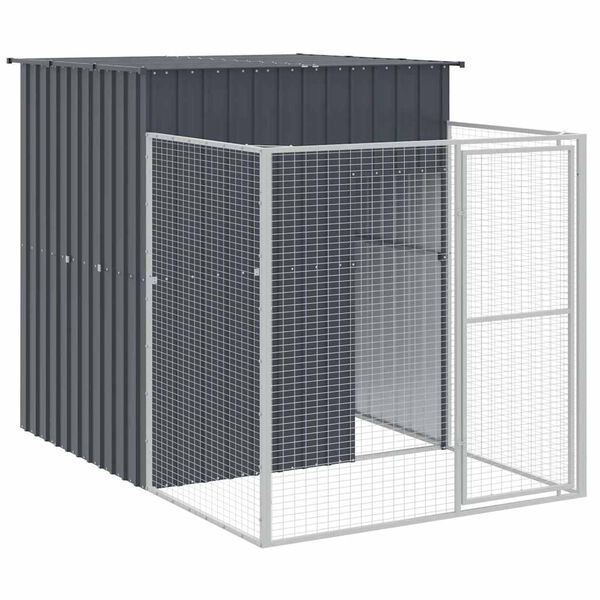 vidaXL Dog House with Run Anthracite 165x251x181 cm Galvanised Steel