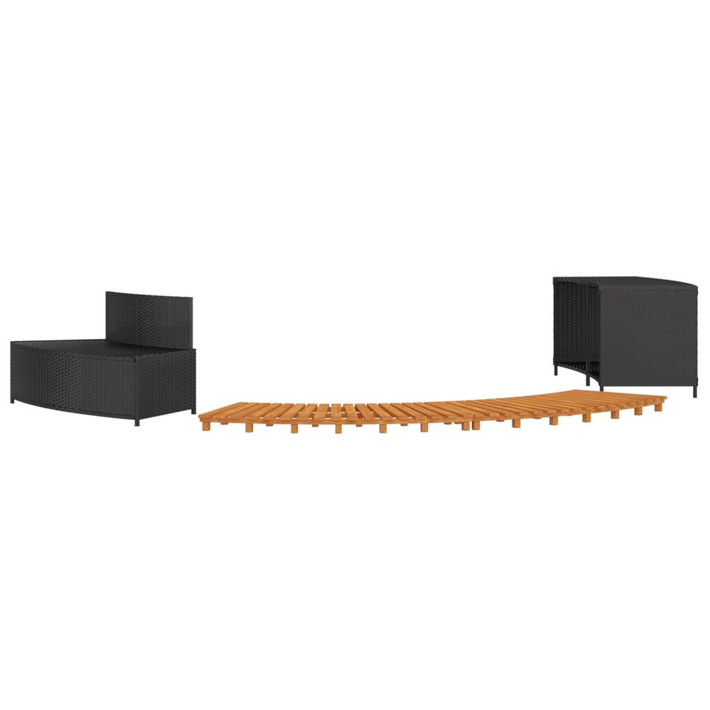 vidaXL Hot Tub Surround Black Poly Rattan and Solid Wood Acacia