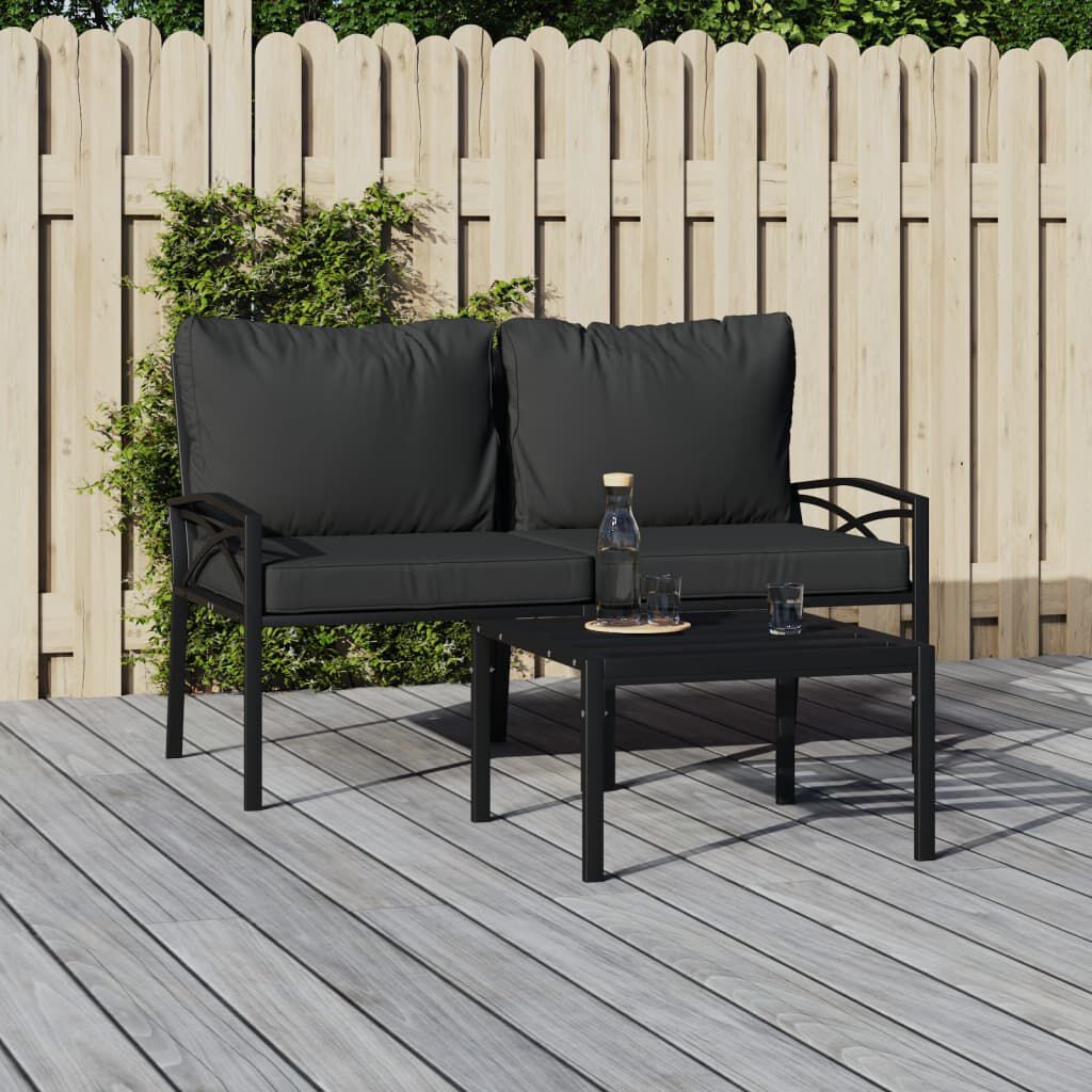 vidaXL Garden Chairs with Grey Cushions 2 pcs 62x75x79 cm Steel