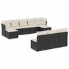 vidaXL 10 Piece Garden Sofa Set with Cushions Black Poly Rattan