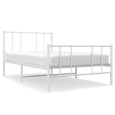 vidaXL Metal Bed Frame without Mattress with Footboard White 100x190 cm