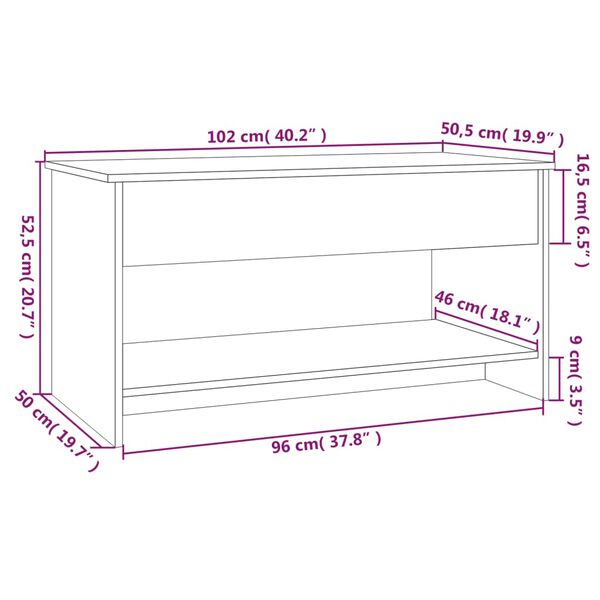 vidaXL Coffee Table White 102x50x52,5 cm Engineered Wood