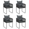 vidaXL Outdoor Chairs 4 pcs with Pillows Poly Rattan Black