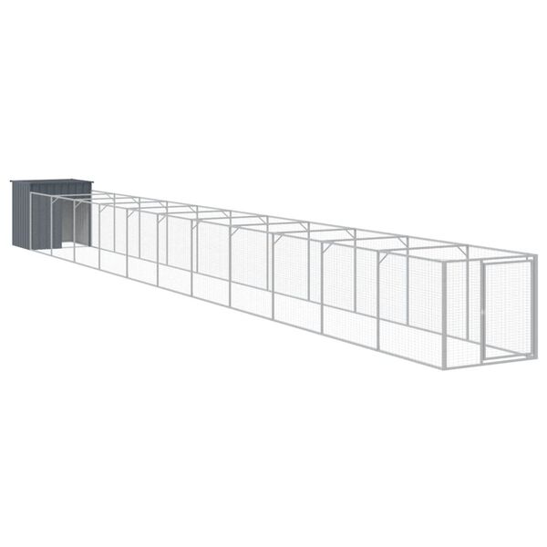 vidaXL Dog House with Run Anthracite 110x1221x110 cm Galvanised Steel