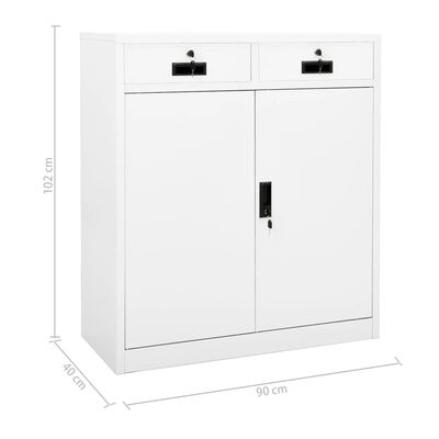 vidaXL Office Cabinet White 90x40x102 cm Steel