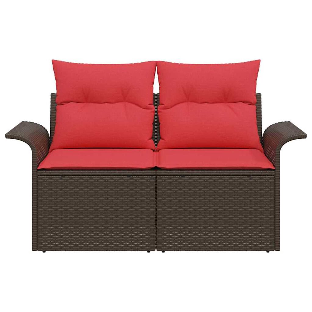 vidaXL Garden Sofa with Cushion Brown 141 x 62 x 69cm Poly Rattan