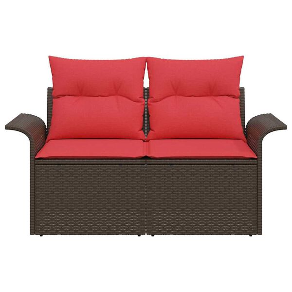 vidaXL Garden Sofa with Cushion Brown 141 x 62 x 69cm Poly Rattan