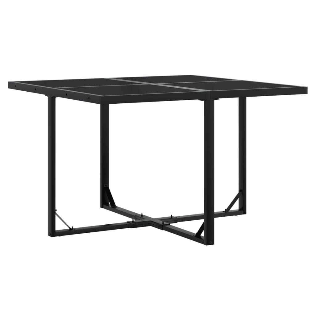 vidaXL 5 Piece Garden Dining Set with Cushions Black Poly Rattan