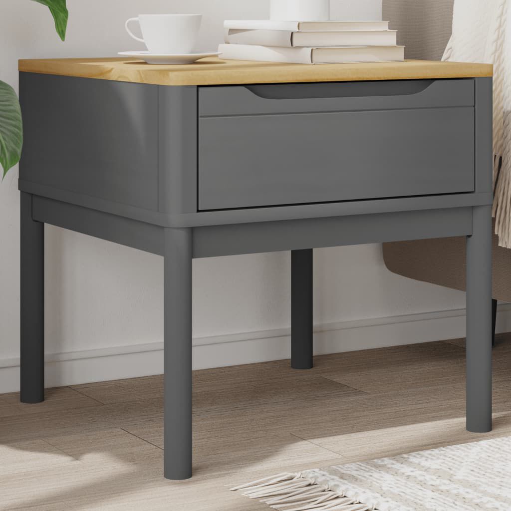 vidaXL Lamp Table FLORO Grey 55x55x54 cm Solid Wood Pine