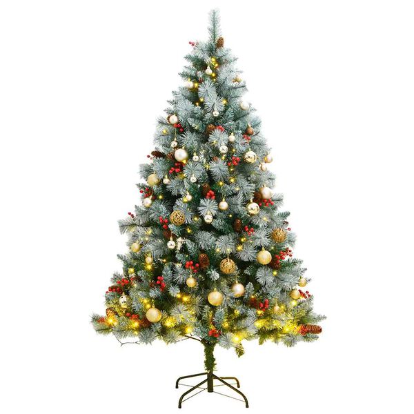vidaXL Artificial Hinged Christmas Tree 300 LEDs & Ball Set 210 cm