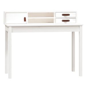 vidaXL Desk White 110x50x93 cm Solid Wood Pine