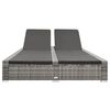 vidaXL Double Sun Lounger Poly Rattan Grey