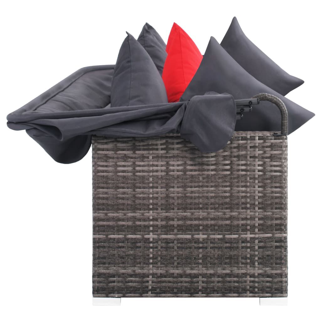 vidaXL 7 Piece Garden Lounge Set with Cushions Poly Rattan Grey