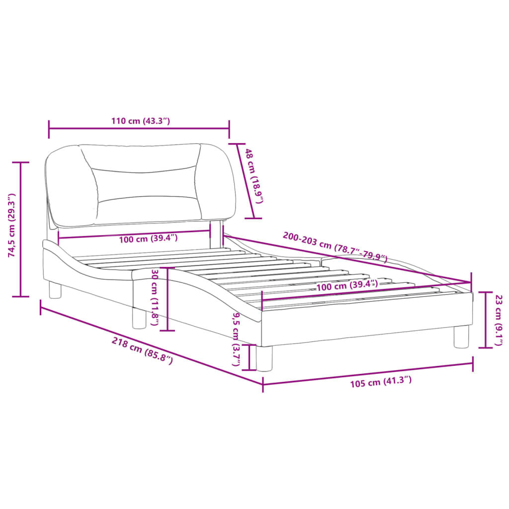 vidaXL Bed Frame without Mattress Light Grey 100x203 cm Fabric