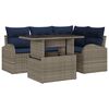 vidaXL Garden Sofa Set 5 pcs Grey and Navy Blue Poly Rattan