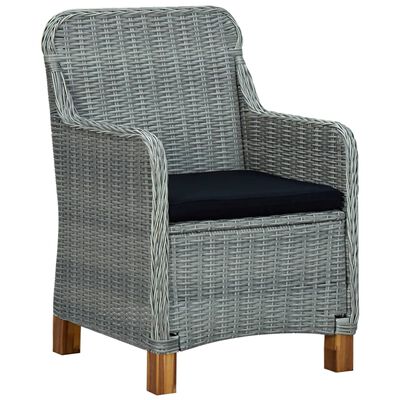 vidaXL 9 Piece Outdoor Dining Set with Cushions Poly Rattan Light Grey