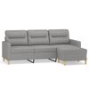 vidaXL 3-Seater Sofa with Footstool Light Grey 180 cm Fabric