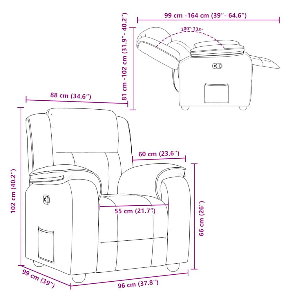 vidaXL Recliner Chair Dark Grey Fabric
