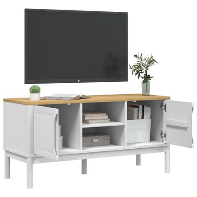 vidaXL TV Cabinet FLORO White 114x43x55 cm Solid Wood Pine