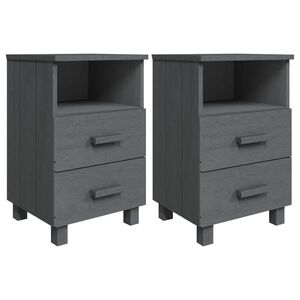 vidaXL Bedside Cabinets HAMAR 2 pcs Dark Grey 40x35x62 cm Solid Wood