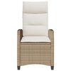 vidaXL Reclining Garden Chair with Side Table Beige Poly Rattan