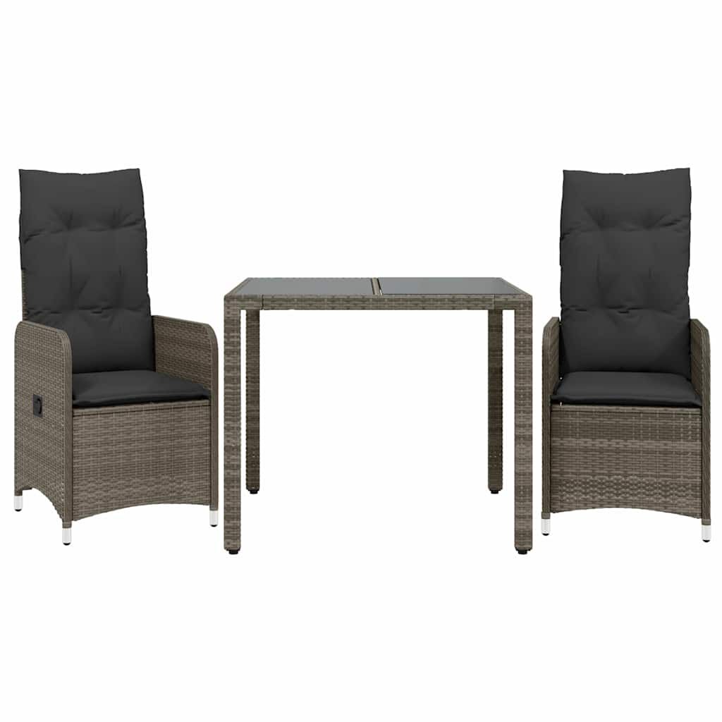 vidaXL 5 Piece Garden Bistro Set with Cushions Grey Poly Rattan