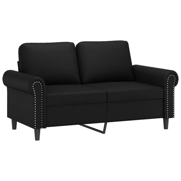 vidaXL 3 Piece Sofa Set with Pillows Black Faux Leather