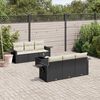 vidaXL 7 Piece Garden Sofa Set with Cushions Black Poly Rattan