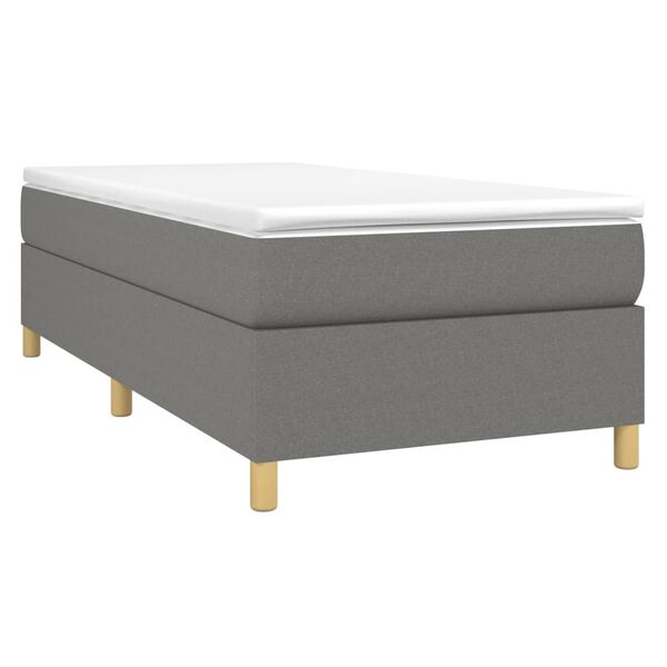 vidaXL Box Spring Bed with Mattress Dark Grey 100x203 cm Fabric