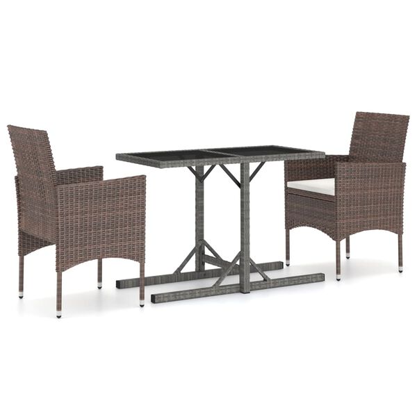 vidaXL 3 Piece Garden Dining Set Brown