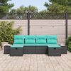 vidaXL Garden Sofa Set with Cushion 6 pcs Black Poly Rattan