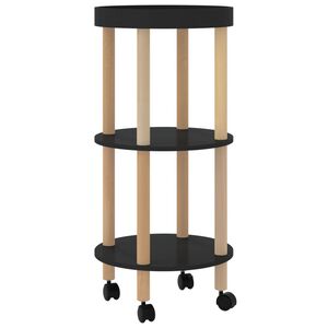 vidaXL 3-tier Trolley Black 38x38x82cm Engineered Wood&Solid Wood Pine