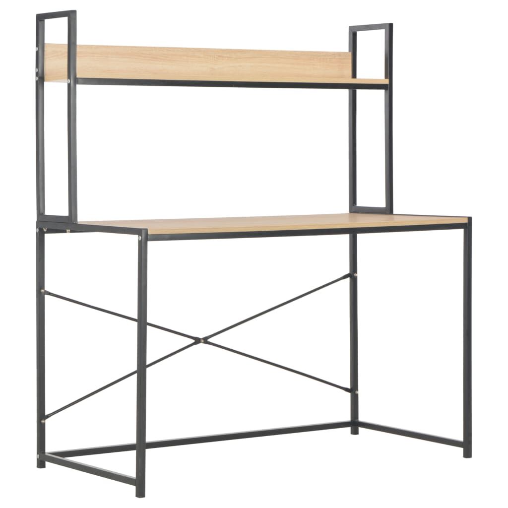 vidaXL Computer Desk Black and Oak 120x60x138 cm