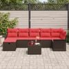 vidaXL Garden Sofa Set with Cushion 8 pcs Brown and Red Poly Rattan