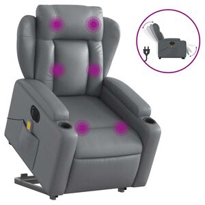vidaXL Electric Stand up Massage Recliner Chair Grey Faux Leather