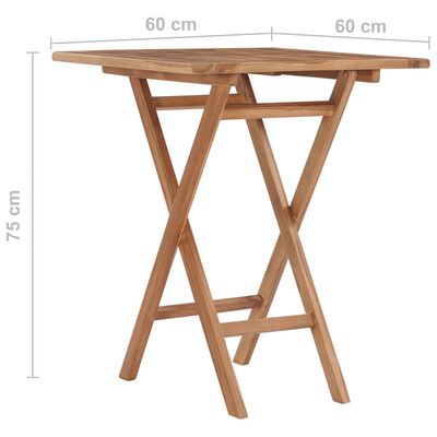 vidaXL Folding Garden Table 60x60x75 cm Solid Teak Wood