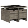 vidaXL 9 Piece Garden Dining Set with Cushions Grey Poly Rattan