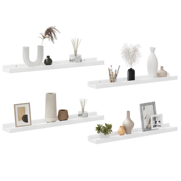 vidaXL Wall Shelves 4 pcs White 60x9x3 cm