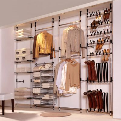 vidaXL Telescopic Wardrobe System with Shelves Aluminium